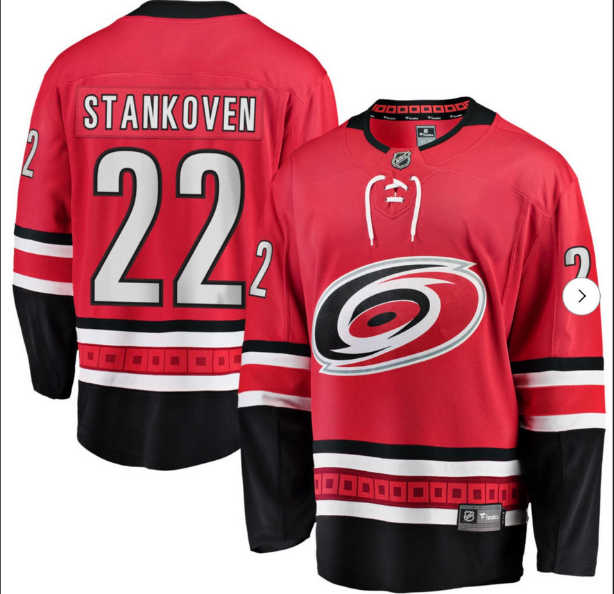 Men Carolina Hurricanes #22 Stankoven red  2026 NHL Jersey